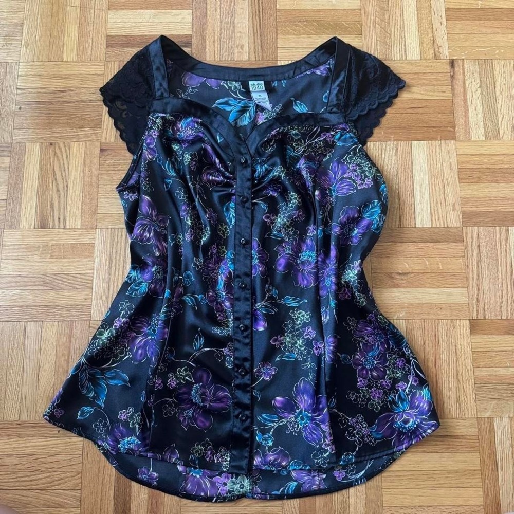 satin studio 1940 lace shoulder fairy top